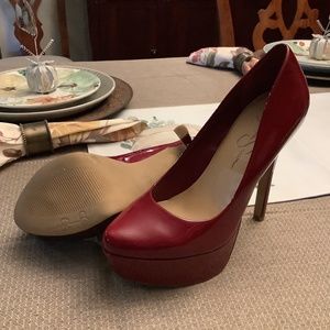 Jessica Simpson Ruby Red High Heels, Size 7.5